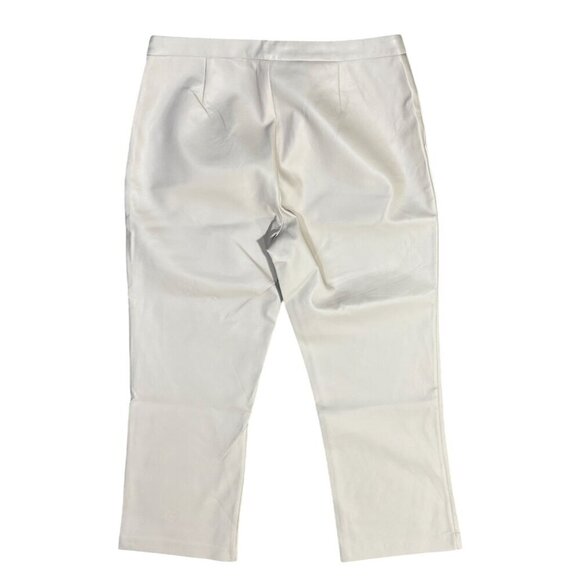 AEMI + Co Vegan Leather Pants Cream Side Zip Trouser Flare Cropped Size L Large - Picture 2 of 5